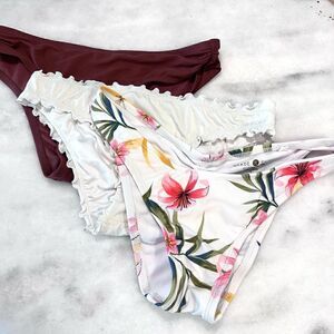 Shade & Shore Women's Summer Bikini Bottom 3 Piece Bundled Multi Design Small